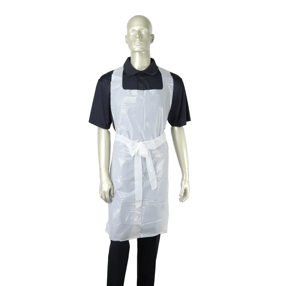 28" x 46" White Polyethylene Disposable Aprons, 1.5 Mil Thickness – Case of 500