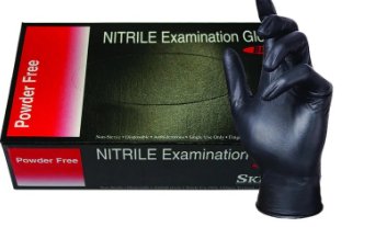 SkinTx 5mil Black Disposable Nitrile Gloves, Powder-Free (BLK500)