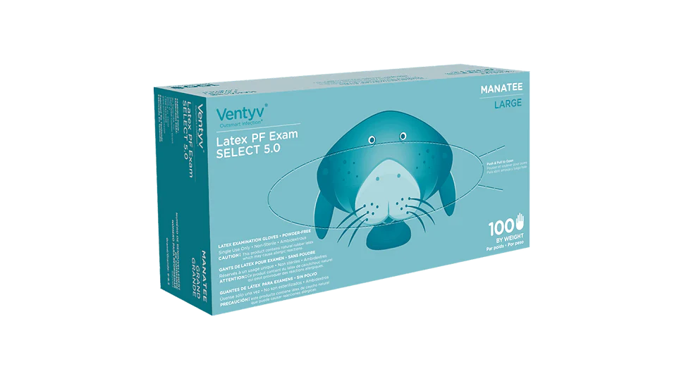 Ventyv Manatee 5 mil Latex Exam Gloves, Powder-Free (VML5), case of 1000
