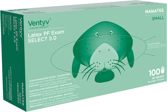 Ventyv Manatee 5 mil Latex Exam Gloves, Powder-Free (VML5), case of 1000
