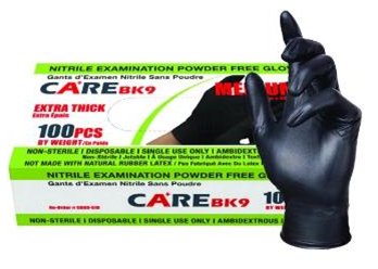 CARE 6 Mil Black Nitrile Examination Gloves (CBK9-5xx), case of 1000